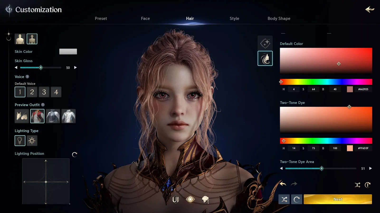 Official AION 2 hair and colour editor reference